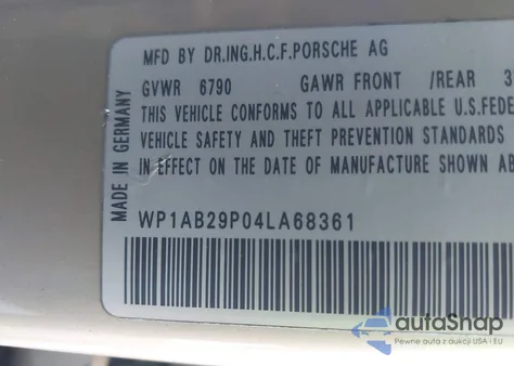 2004 Porsche Cayenne S z USA, uszkodzony, nr VIN WP1AB29P04LA68361